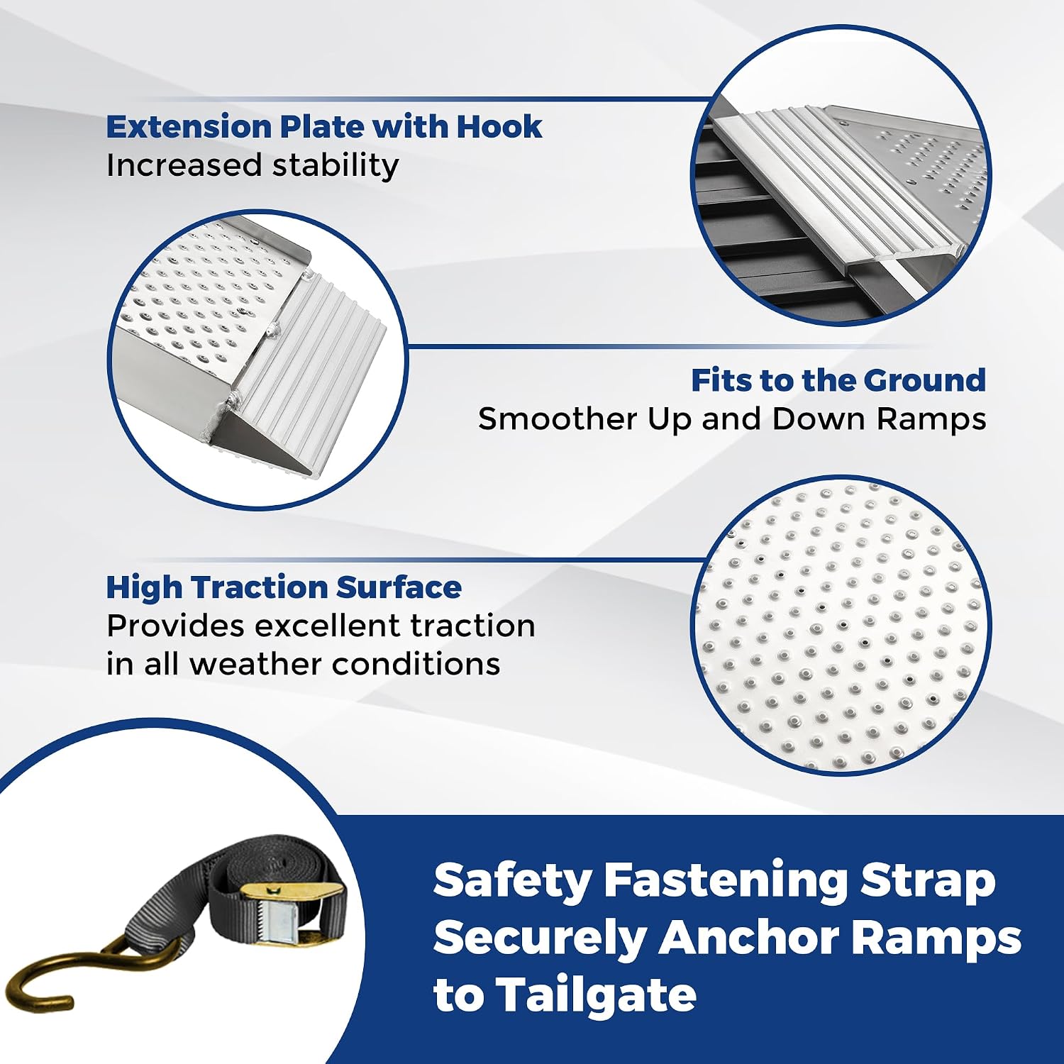 LEMNISCATE Motorcycle Ramps, 89'x12' Portable Loading Ramps for Pickup Trucks 750 LBS Capacity 7.5FT Aluminum Folding Ramps with Handle & Buckle for ATVs, Lawn Mowers, UTVs, Bike, 1PCS, Silver