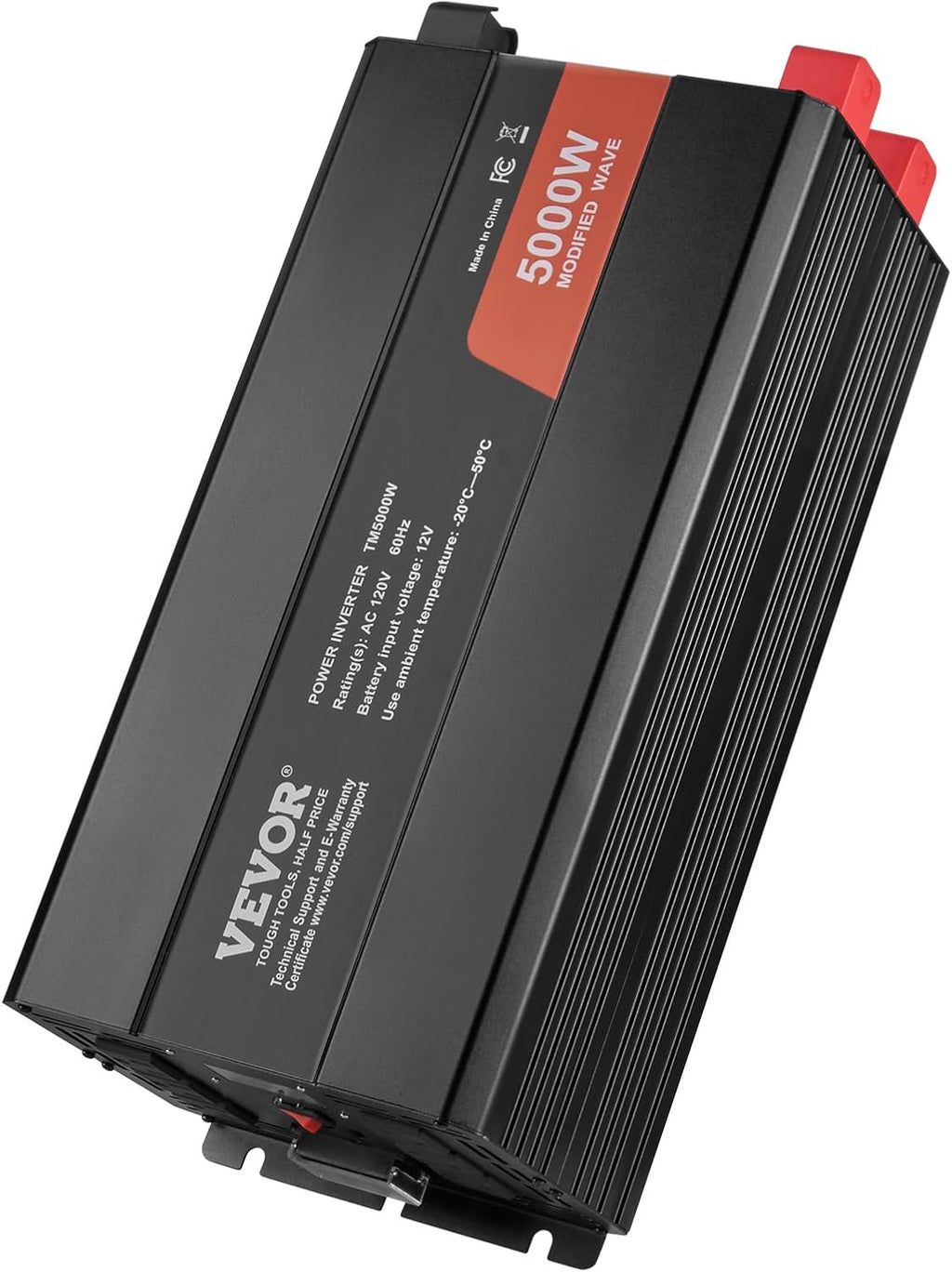 VEVOR Modified Sine Wave Inverter, 5000W, DC 12V to AC 120V Power Inverter with 6 AC Outlets 2 USB Port 1 Type-C Port, LCD Display and Remote Controller for High Load Home Appliances, CE FCC Certified