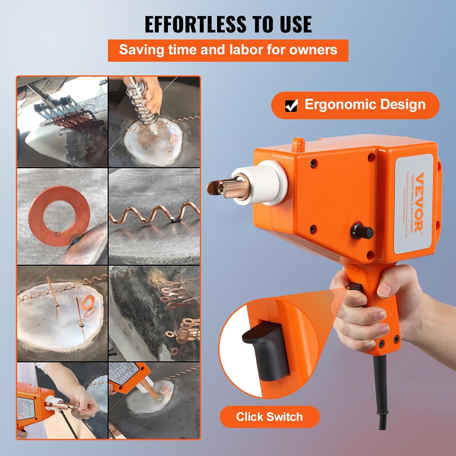 VEVOR Stud Welder Kit, 5500 Stud Welder Dent Repair Kit, 800VA Spot Welder Stud, 110V Welder Stud Kit, Stud Gun Dent Puller Kit with Complete Accessories, Dent Welder Repair for Auto Body Repairing