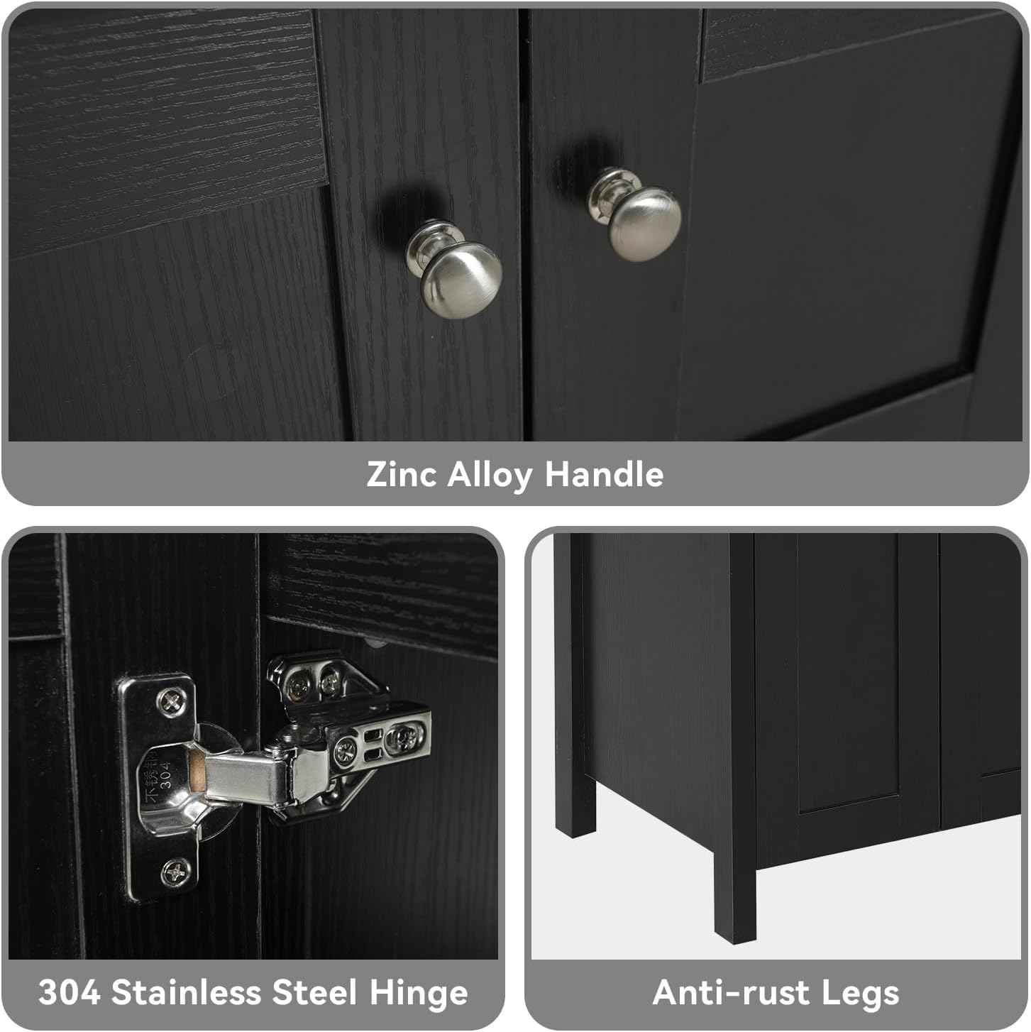 48 Inch Bathroom Vanity with Sink, Traditional Freestanding Black Bathroom Vanity Cabinet with Four Drawers, Pedestal Cabinet with Two Black Ceramic Vessel Sinks
