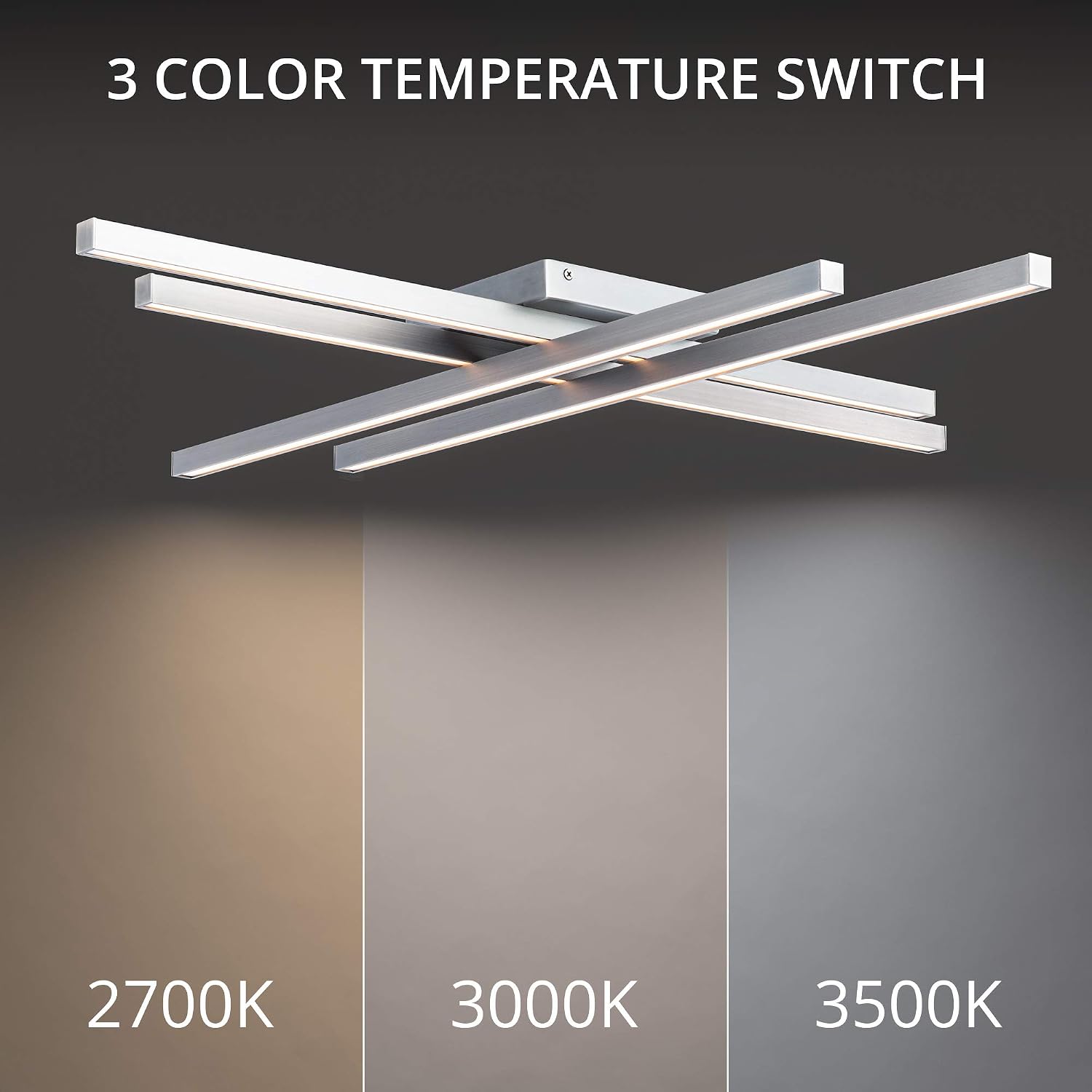 WAC Lighting dweLED, Parallax 32in LED Flush Mount 3-CCT 2700K-3000K-3500K Set to 3000K in Brushed Nickel