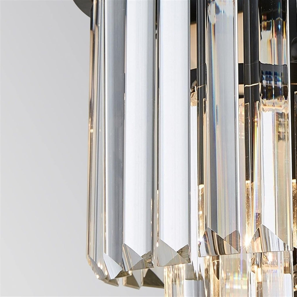 American Modern Crystal Glass Wall Lamp - Home Bedroom Bathroom Wall Light Black Wrought Iron Metal Wall Sconce,Chandelier