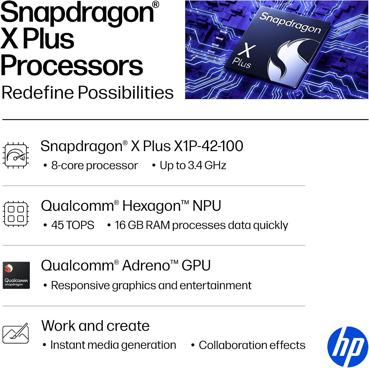 HP OmniBook 5 14 inch Next Gen AI PC, 2K Touchscreen, Snapdragon X Plus X1P- 42-100, 16 GB RAM, 512 GB SSD, Qualcomm Adreno GPU, Windows 11 Home, Copilot+ PC, Glacier Silver, 14-he0000nr