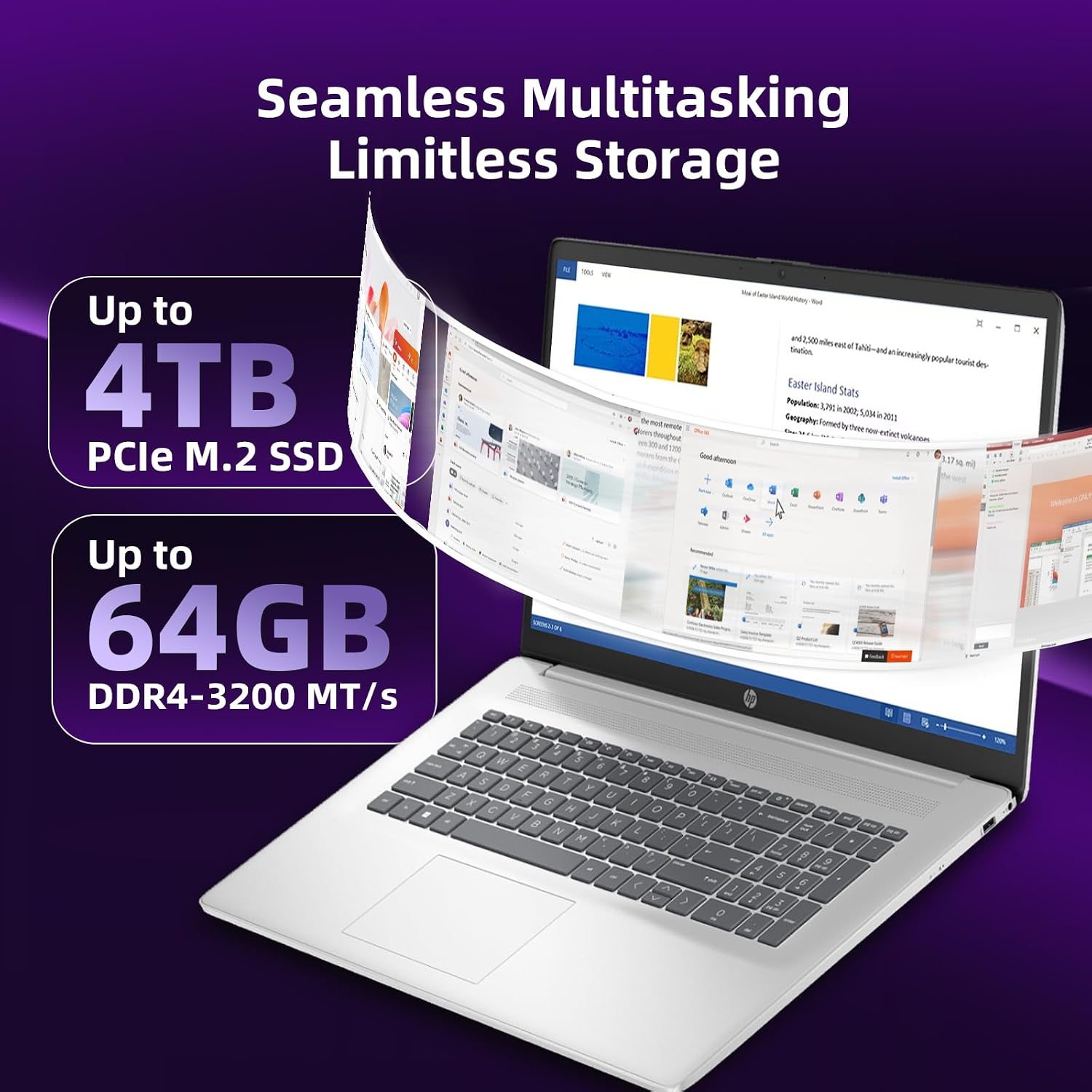 HP 17 Laptop Touchscreen Business Computer - Core 7 150U, Office Lifetime, 17.3' HD+ Display, Backlit Keyboard, Copilot, Long Battery Life, Windows 11 Pro, 32 GB RAM, 1 TB SSD