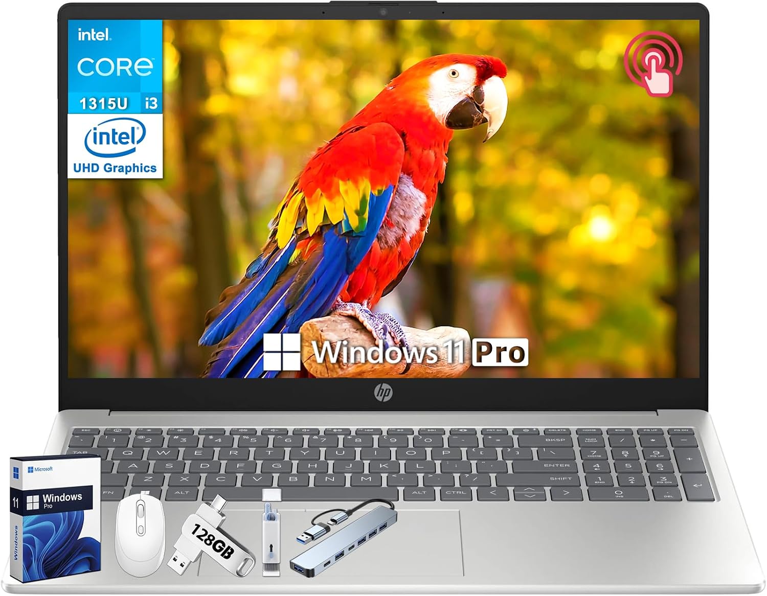 HP 15.6' Touchscreen Laptop for Student & Business, Microsoft Office Lifetime License, Intel 13th Gen Core i3-1315U, 32 GB RAM, 1 TB SSD, Intel UHD Graphics, Fast Charge, HD Camera, Windows 11 Pro