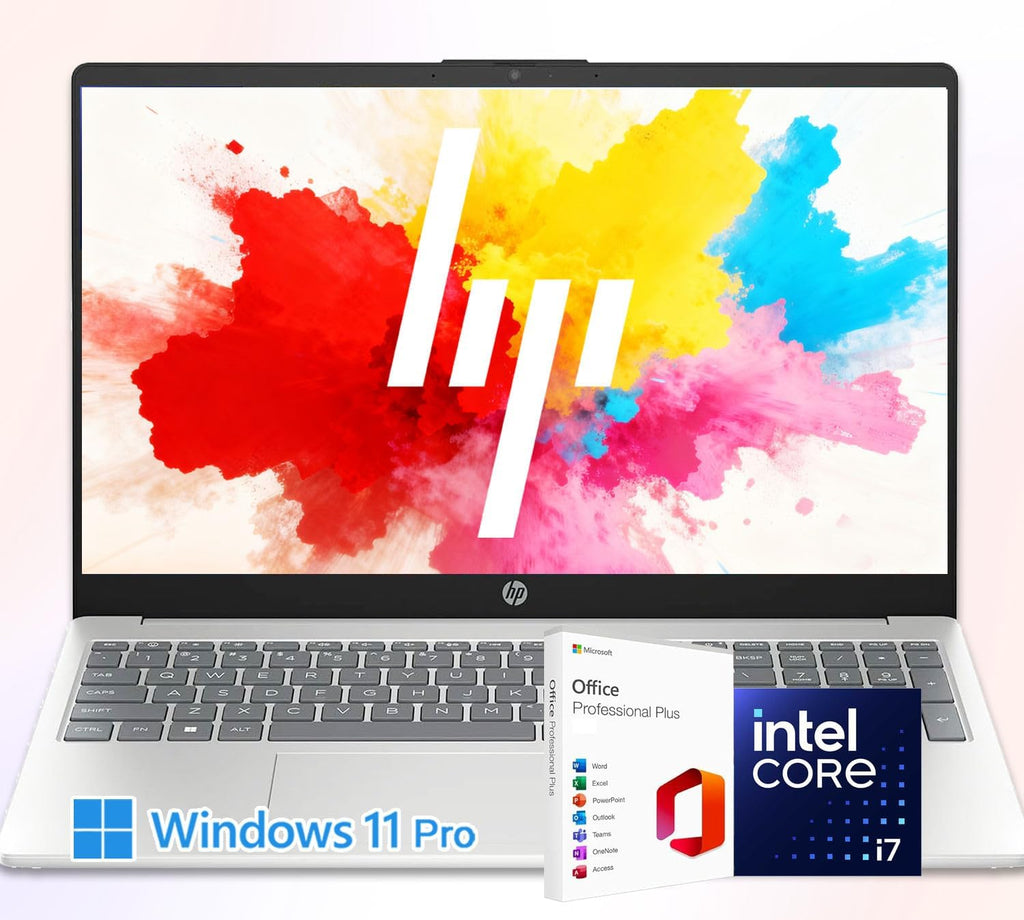 HP 2025 Premium Laptop | 15.6' FHD Display | Intel Core i7-1255U | 16GB RAM | 1TB SSD | Intel Iris Xe Graphics | Win11 Pro with Microsoft Office | WOWPC Recovery USB | School,Business &Productivity
