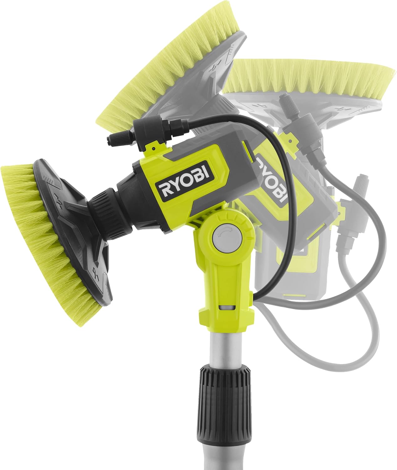 Ryobi RWTS18-0 18V ONE Plus Telescopic Scrubber with Water Feed (Bare Tool) | 15 cm brush head, max. Idle speed min 0-2100, without battery and charger