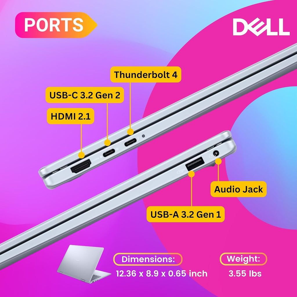 Dell 14 Plus 2-in-1 AI Ready Laptop, 14' 2K Touchscreen, Core Ultra 7 256V(>i9-12900K), Copilot+ PC, Backlit Keyboard, WiFi 7, Thunderbolt 4, Windows 11 Pro, Ice Blue(16GB 8533 MHz DDR5 RAM | 1TB SSD)