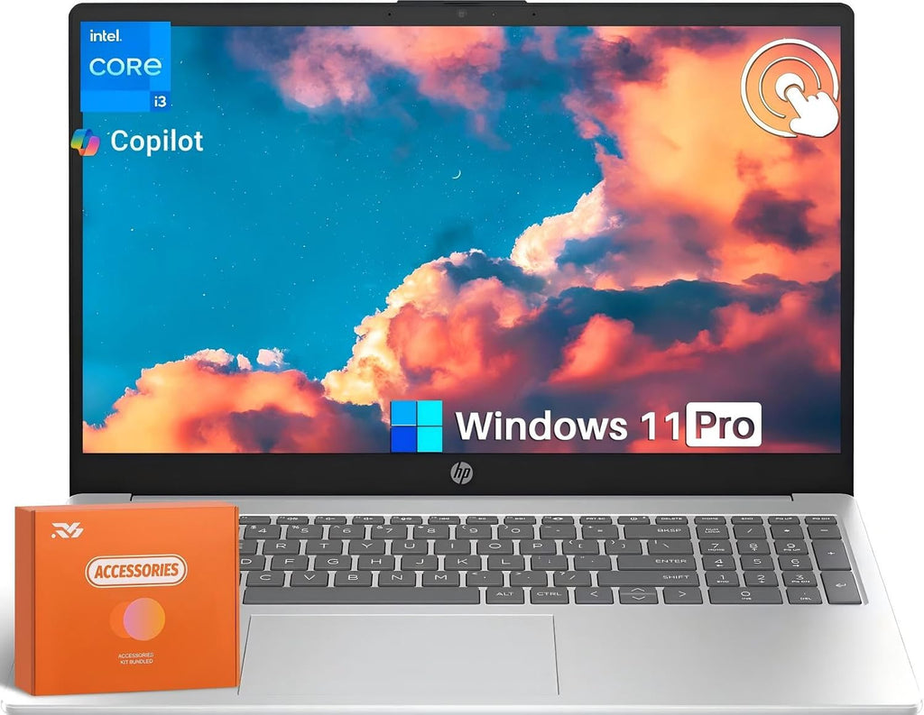 HP 2025 New 15.6' Touch-Screen Business Laptop, Lifetime Office, Intel 6-core i3-1215U Up to 4.4 GHz, 16 GB RAM, 512 GB SSD, UHD Graphics, Long Battery Life, Wi-Fi 6E, Copilot AI Chat, Windows 11 Pro