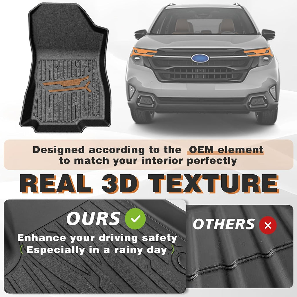 TripleAliners Floor Mats 1st & 2nd Row Compatible with 2025 2026 Subaru Forester Accessories TPE All-Weather Protection Floor Liner Anti Slip (Won't Fit Hybrid)