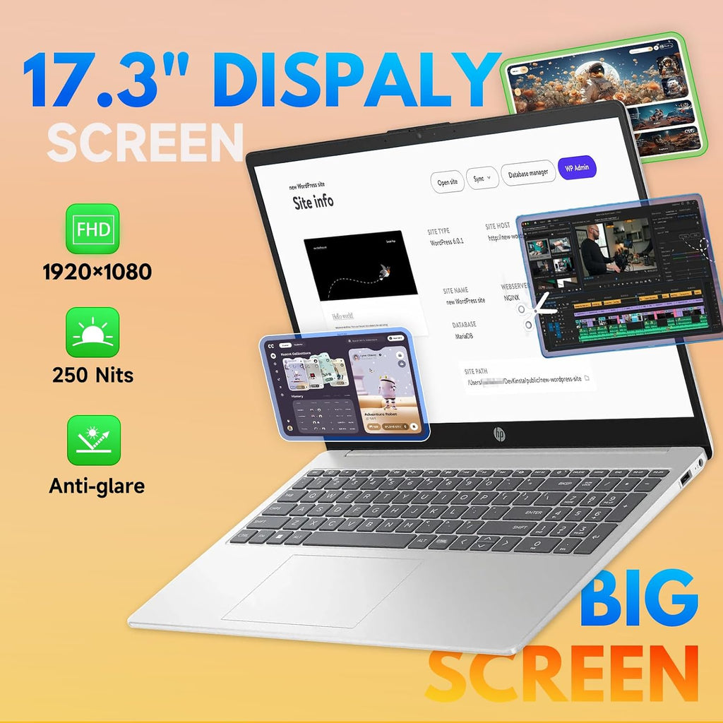 HP 17-inch Laptop Computer for Business & Student - AMD Ryzen 5 7430U(Up to 4.3GHz), 32GB RAM, 1TB SSD, 17.3' FHD IPS Anti-Glare Display, Wi-Fi 6, BT 5.4, Win 11 Pro, w/Redragon Accessories
