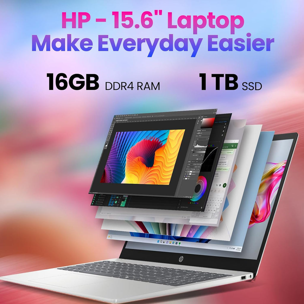 HP 2025 Touchscreen Laptop Computer for Student & Business,16GB RAM 1TB SSD Windows 11 Pro, 13th Gen Intel Core i3-1315U (Up to 4.5GHz), 15.6' LED, AI Copilot, Type-c with Patented KB Kit