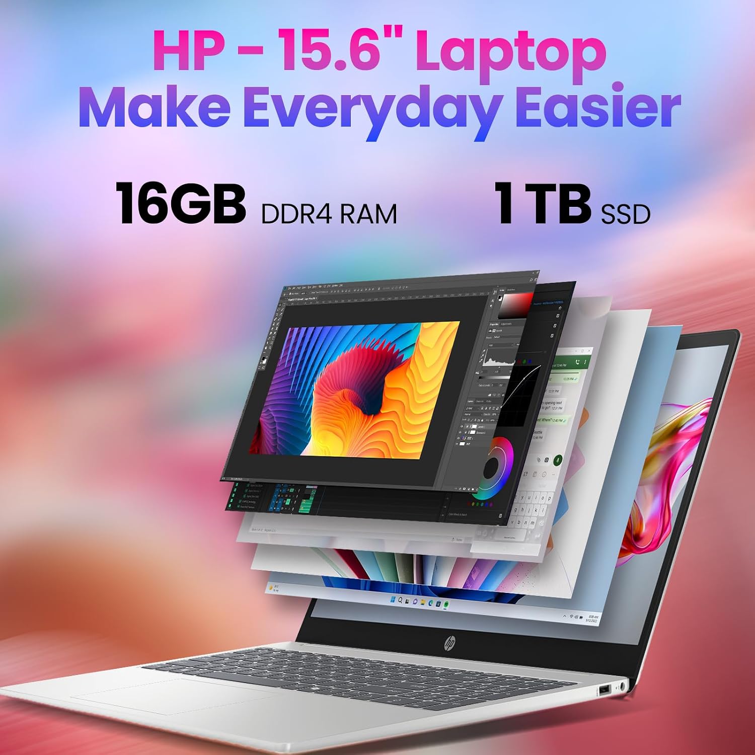 HP 2025 Touchscreen Laptop Computer for Student & Business,16GB RAM 1TB SSD Windows 11 Pro, 13th Gen Intel Core i3-1315U (Up to 4.5GHz), 15.6' LED, AI Copilot, Type-c with Patented KB Kit
