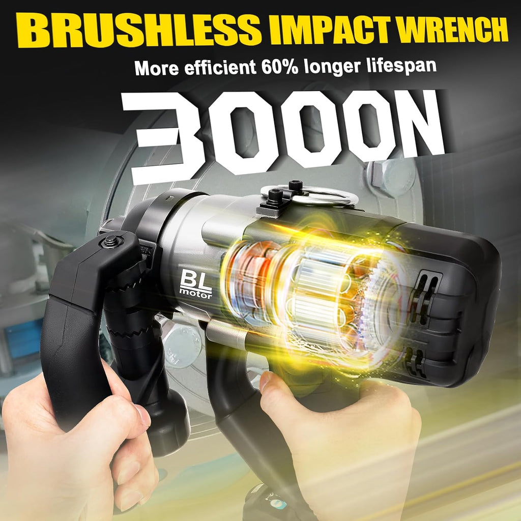 Cordless Impact Wrench 1' Compatible with DeWalt 20V Battery, Impact Wrench 2250FT-LBS(3000N.m) High Torque Brushless Electric Impact, Power Impact Driver for Car, Truck (No Battery)