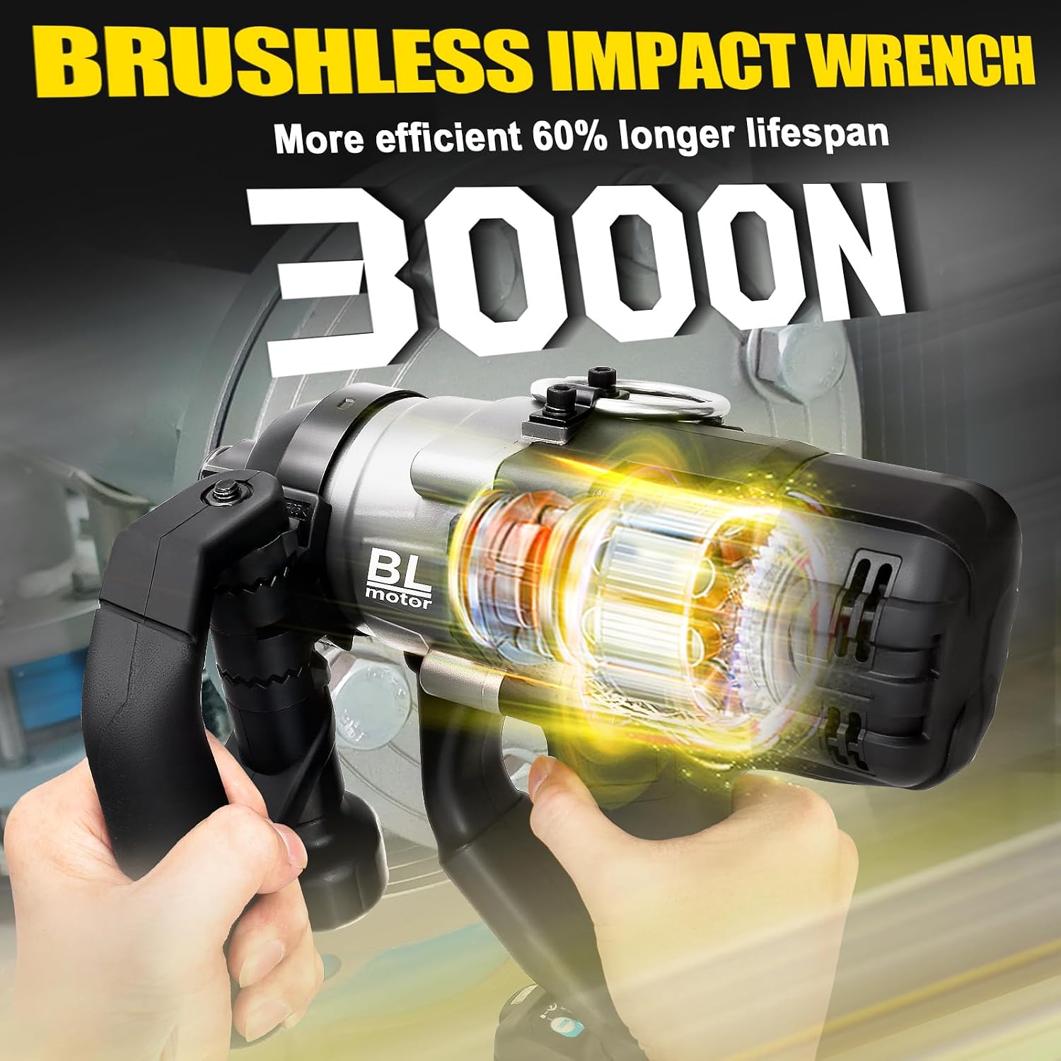 Cordless Impact Wrench 1' Compatible with DeWalt 20V Battery, Impact Wrench 2250FT-LBS(3000N.m) High Torque Brushless Electric Impact, Power Impact Driver for Car, Truck (No Battery)