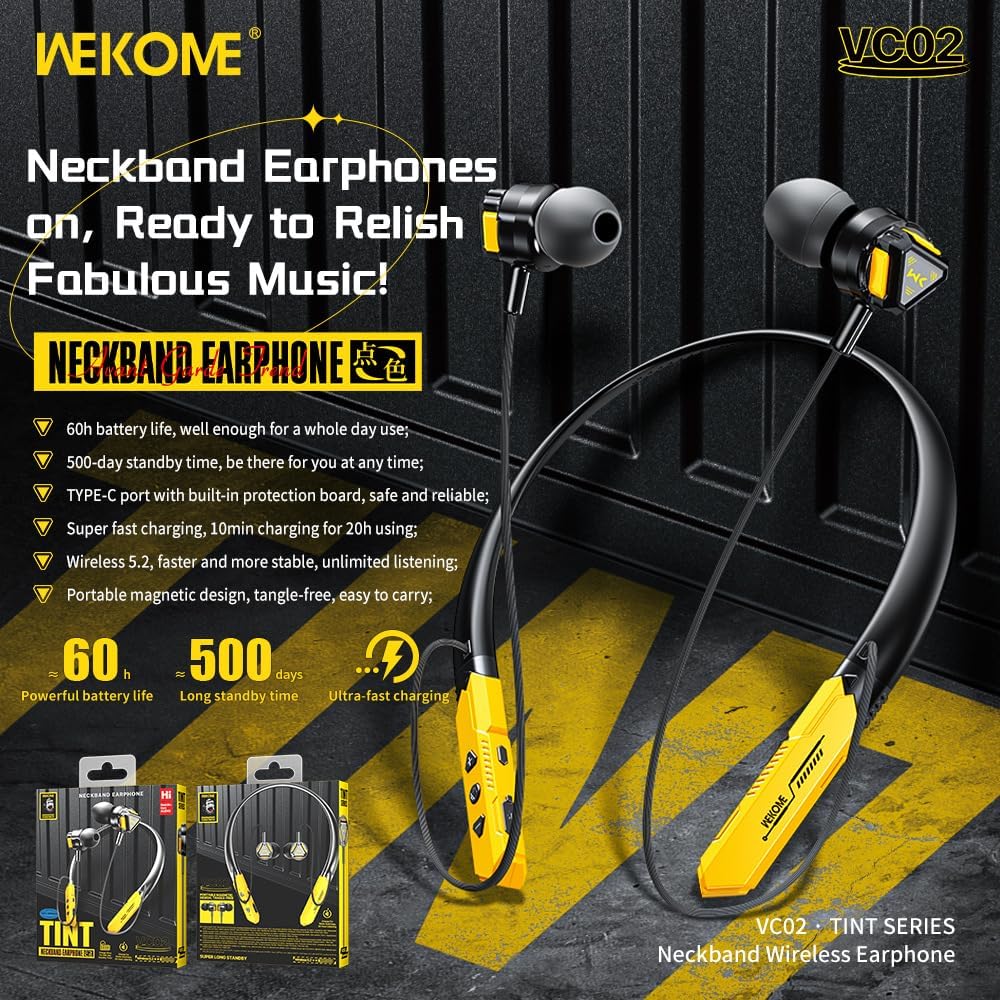 Wireless Bluetooth Earbuds Neckband Headphones Magnetic Ear Bud,IPX5 Waterproof Support,60 Hrs HD Talktime for Working Workout
