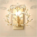 E14/E12 Creative Retro Crystal Wall Sconce with Wrought Iron Crystal Branch Design, Wall Mounted Lighting Fixture for Dining Room, Bathroom, Bedroom, Living Room, Entryway(Gold)