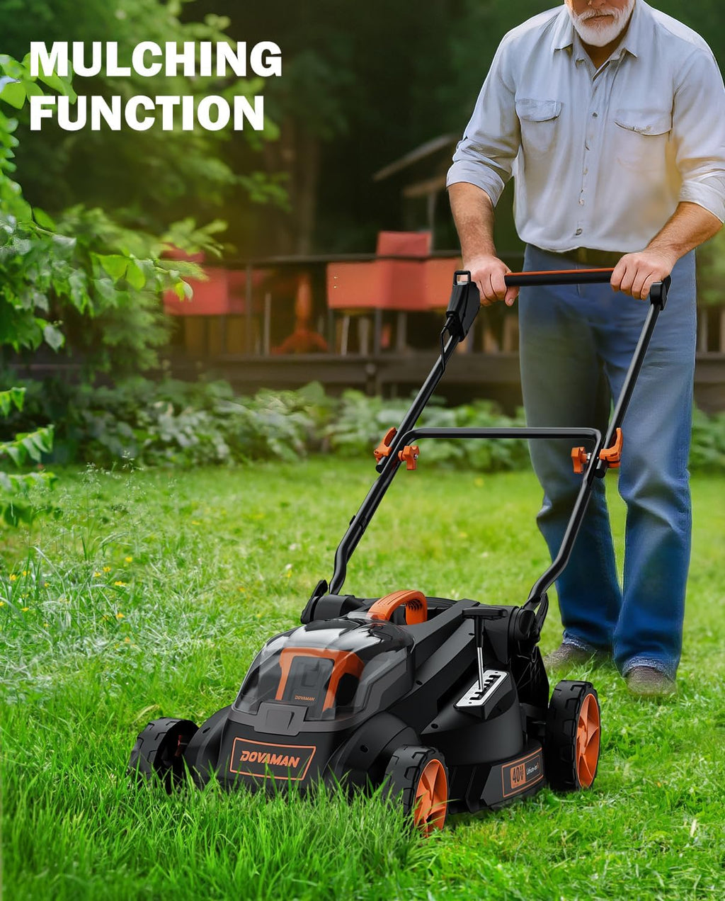40V 19' Cordless Lawn Mower, Brushless Push Lawn Mower w/ 13.2Gal Bag, 98% Grass Collection, 3-Step Quicker Foldable, 6-Position Height Adjustment Meets Various Cutting Needs