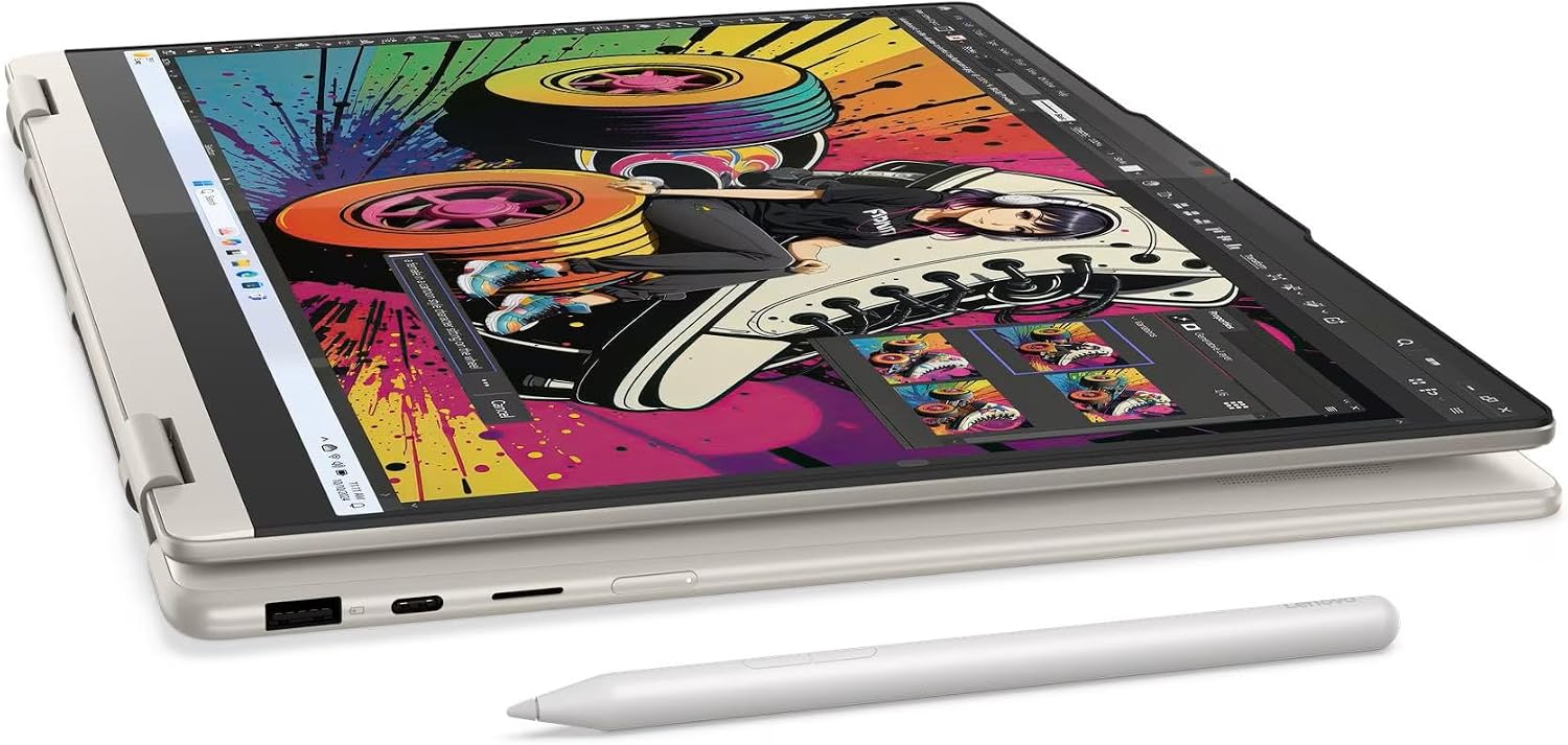 Lenovo Yoga 7 2-in-1 Copilot+ PC with AMD Ryzen AI 7 350 Processor, 16' WUXGA Touchscreen, 16GB LPDDR5X-7500MT/s Memory, 1TB SSD, Wi-Fi 7, Linear Pen, FHD/IR Hybrid Cam, FP Reader, and Windows 11 Pro