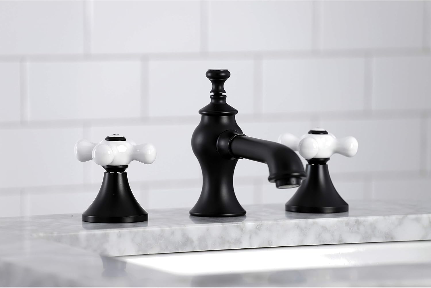 Kingston Brass KC7060PX Vintage 8 in. Widespread Bathroom Faucet, Matte Black