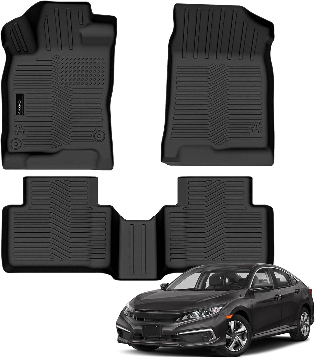 Auxko All Weather Floor Mats for Honda Civic 2016 2017 2018 2019 2020 2021(Include Sedan&Coupe&Type R&2017-2021 Hatchback) TPE Liners Accessories Odorless Anti-Slip Floor Liners