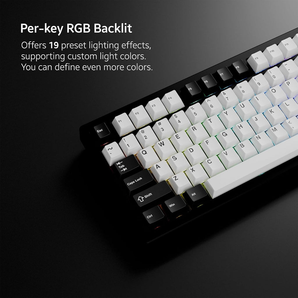 Chilkey ND75 Mechanical Keyboard: 75% Percent Aluminum Wireless Gaming Keyboard with Screen, Quick Assembly, BT/2.4G/USB-C, Hot Swappable Per-key RGB Custom Black Key Board for Laptop Office PC