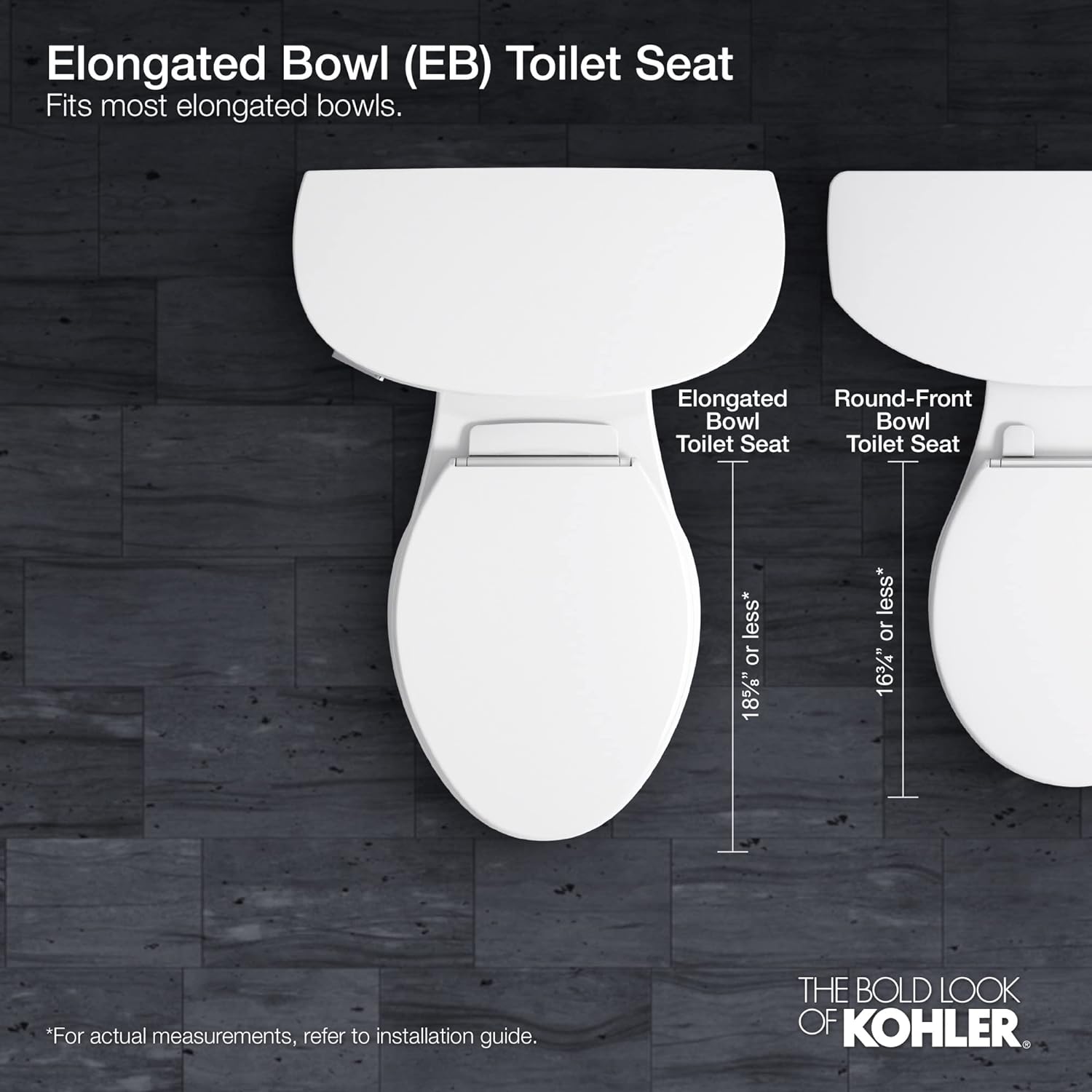 KOHLER K-4636-0 Cachet Elongated, Grip-Tight Bumpers, Quiet-Close Release Hinges, Quick-Attach Hardware, No Slam Toilet Seat, White