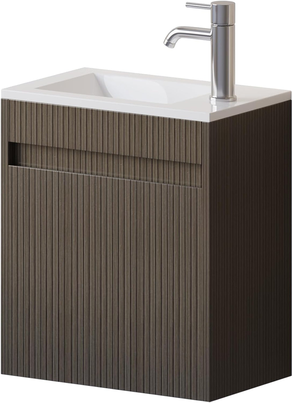 wonline 16' Small Bathroom Vanity Sink Combo Modern Wall Mounted Floating Cabinet W/Resin Basin Sink Top, Chrome Water Save Faucet & Pop Up Drain