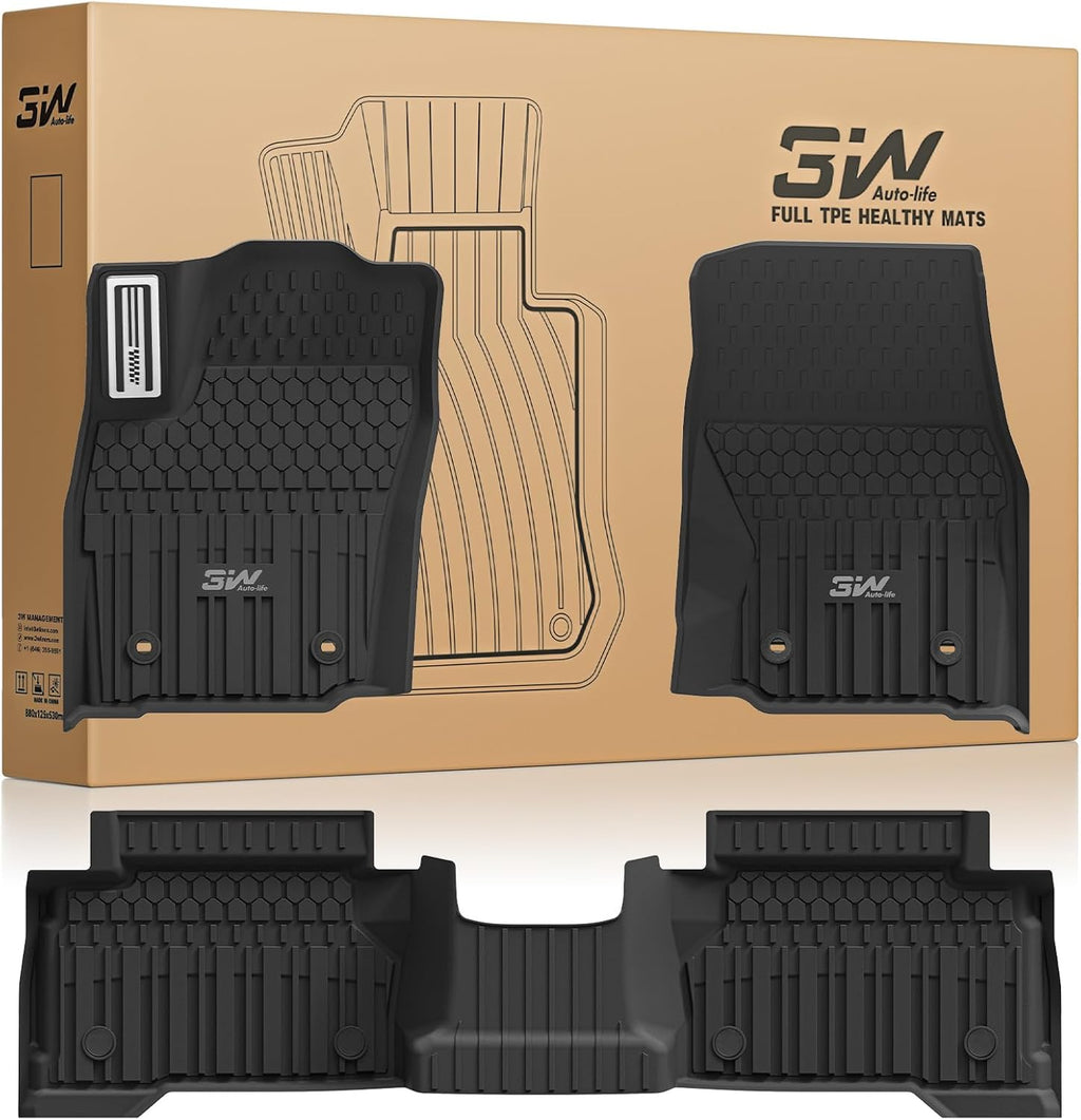 3W Floor Mats for Toyota Tacoma 2024-2026 Double Cab Auto Tran(Not Fit Hybrid & XtraCab) with Metal Pedals, TPE All Weather Custom Fit Floor Liner for Tacoma TRD/SR/SR5/limited Car Liners.