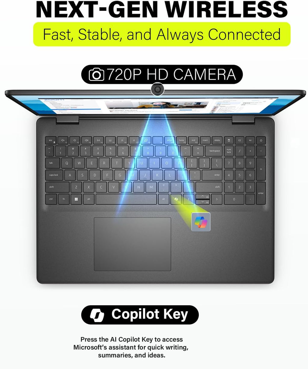 Dell 16 inch Touchscreen Laptop Computer(2025), 16:10 2K FHD+Touch, Intel 10-Core 7 150U(up to 5.4 GHz), Backlit Keyboard, Copilot AI, Windows 11 for Business & Study, 64GB DDR5, 4TB SSD