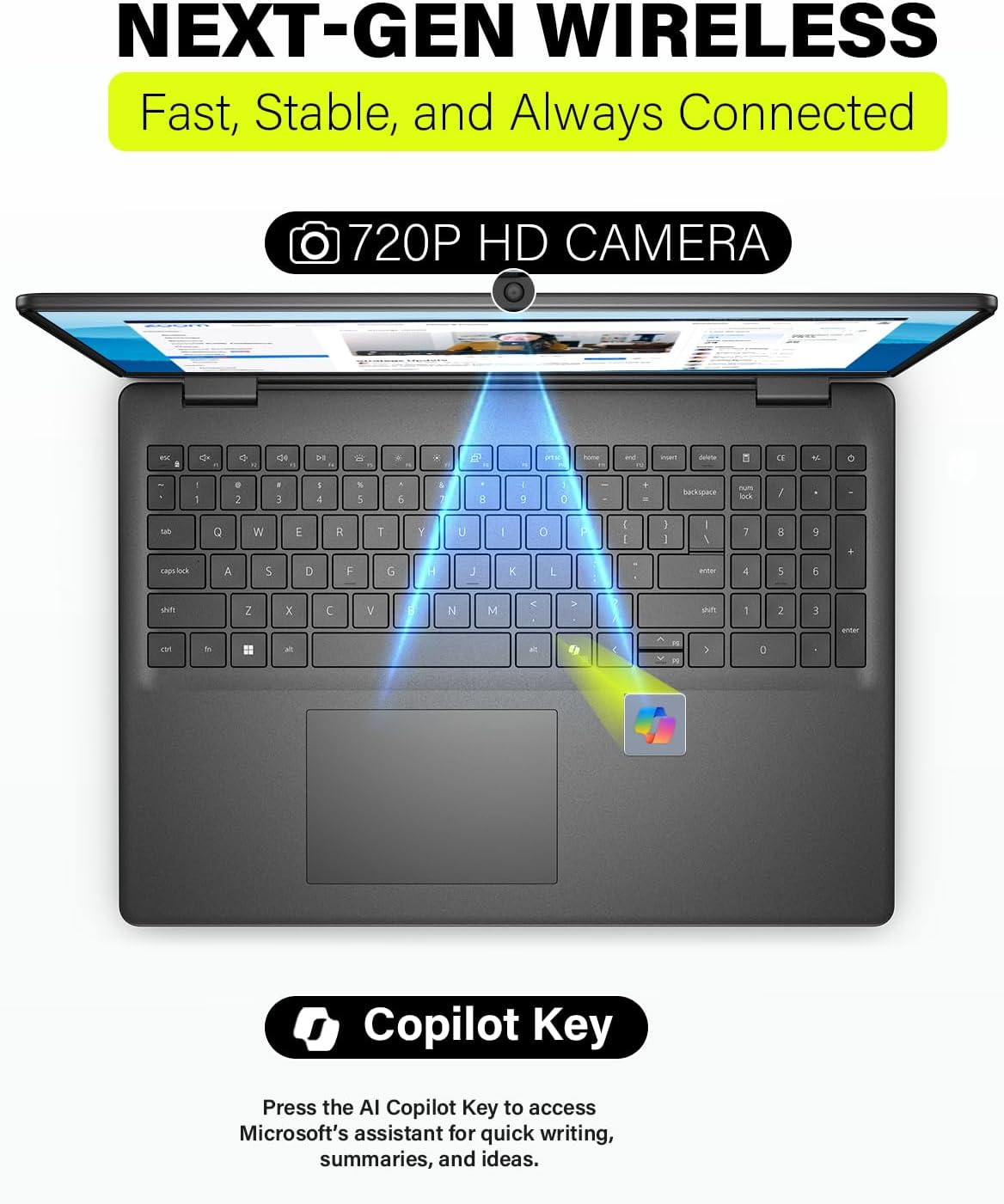 Dell 16 inch Touchscreen Laptop Computer(2025), 16:10 2K FHD+Touch, Intel 10-Core 7 150U(up to 5.4 GHz), Backlit Keyboard, Copilot AI, Windows 11 for Business & Study, 64GB DDR5, 4TB SSD
