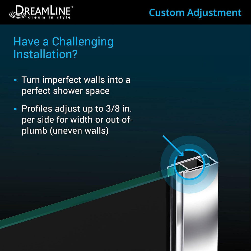 DreamLine Prism 42 inch D x 42 inch W x 74 3/4 inch H Frameless Neo-Angle Pivot Shower Enclosure in Matte Black with White Shower Base Kit