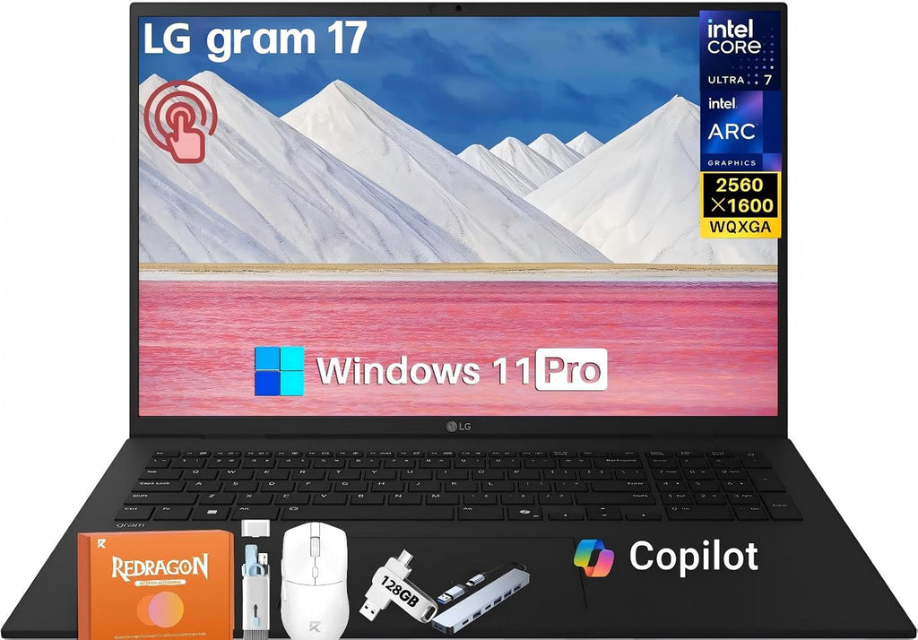 LG gram 17' Copilot+ PC, Thin & Lightweight Laptop, Intel Evo Edition - Intel Core Ultra 7 258V, 32 GB RAM, 2 TB SSD, 17' WQXGA (2560x1600), Intel ARC Graphics, Wi-Fi 7, Backlit KB, Windows 11 Pro
