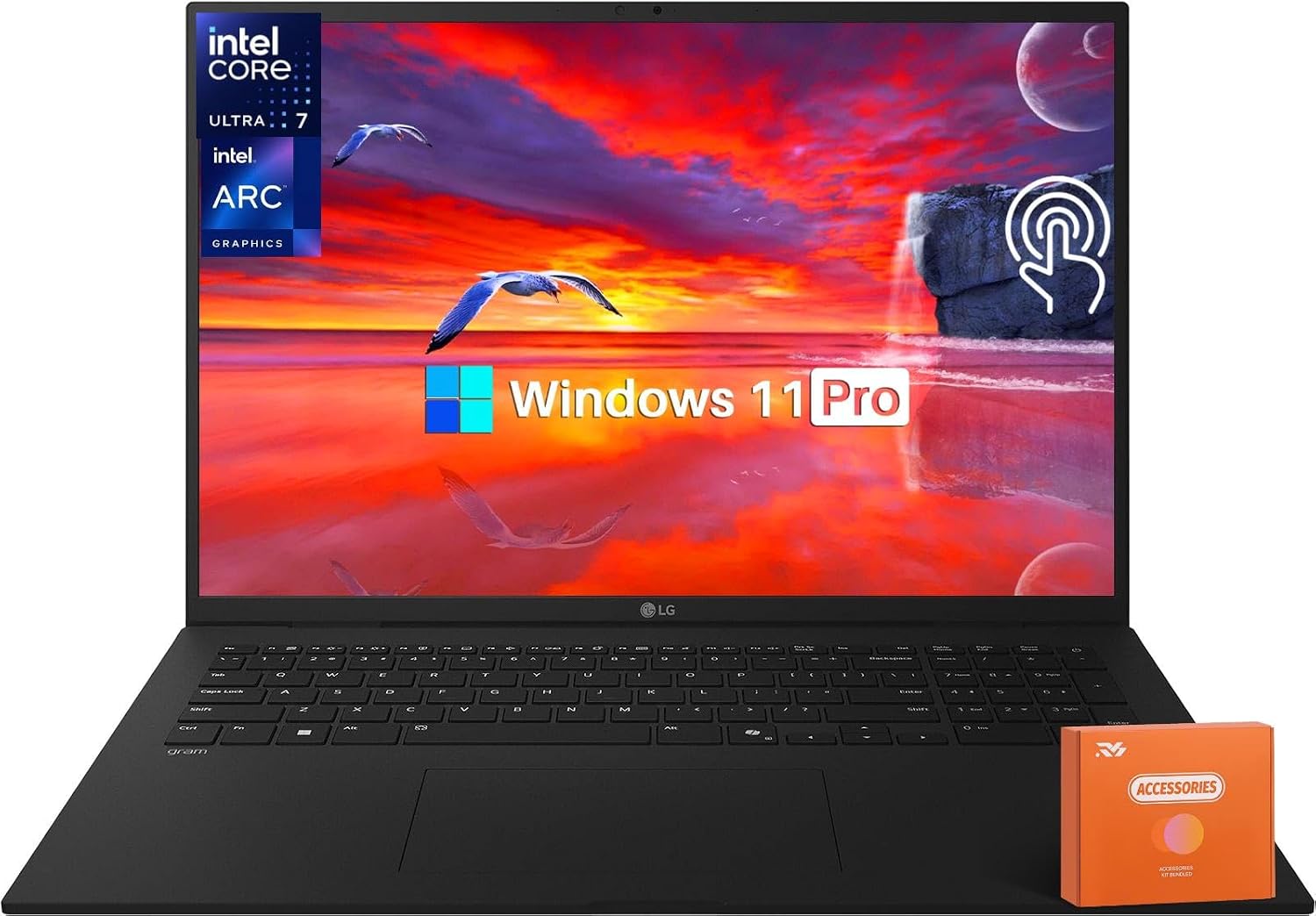 LG 2025 Gram 17 Ultra-Light Business Laptop - 17' 2560x1600 Touchscreen, Intel Ultra 7 258V, 32 GB RAM, 1 TB SSD, Intel Arc Graphics, Thunderbolt 4, Wi-Fi 7, Backlit, Copilot+, Dolby Atmos, Win11 Pro