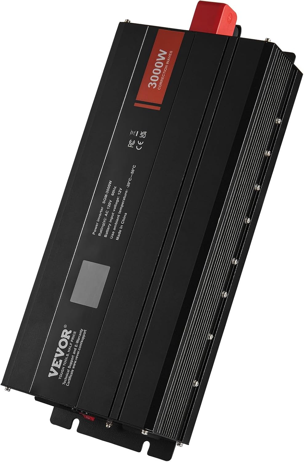 VEVOR Modified Sine Wave Inverter, 3000Watt, DC 12V to AC 120V LCD Display Power Inverter with 3 AC Outlets 2 USB Port 1 Type-C Port 10 Spare Fuses, for Large Household Equipment, CE FCC Certified