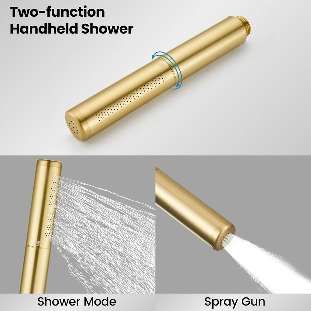 Airuida Shower Faucet Set, Bathtub Faucet Set with 10 Inch Rain Shower Head and Valve,2 Functions Tub Shower Faucet Set for Bathroom-Brushed Gold