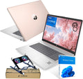 HP 17.3' Touchscreen Laptop, Intel Core i7-1355U, Pale Rose Gold, 64GB RAM, 2TB SSD, Webcam, Backlit Keyboard, Fingerprint Reader, Wi-Fi 6, Windows 11 Home, Bundle with PCO Laptop Cooler