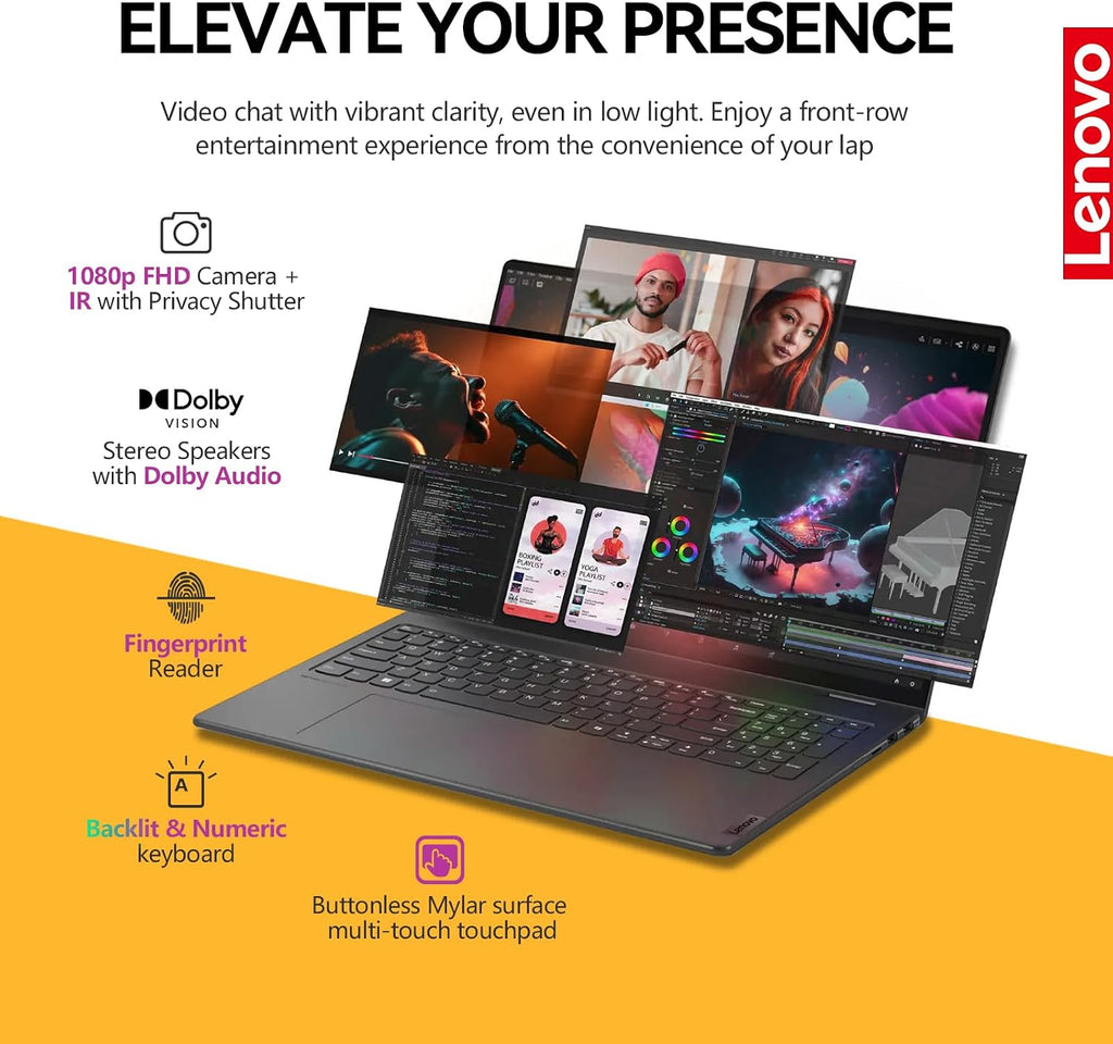 Lenovo Yoga 7i 2 in 1 Laptop Touchscreen, 16' FHD+ 360 Foldable Touch Screen Convertible, Intel Core Ultra 7, 16GB DDR5 RAM 512GB SSD,Windows 11 Pro|Backlit|Fingerprint|YGYTEaccessory