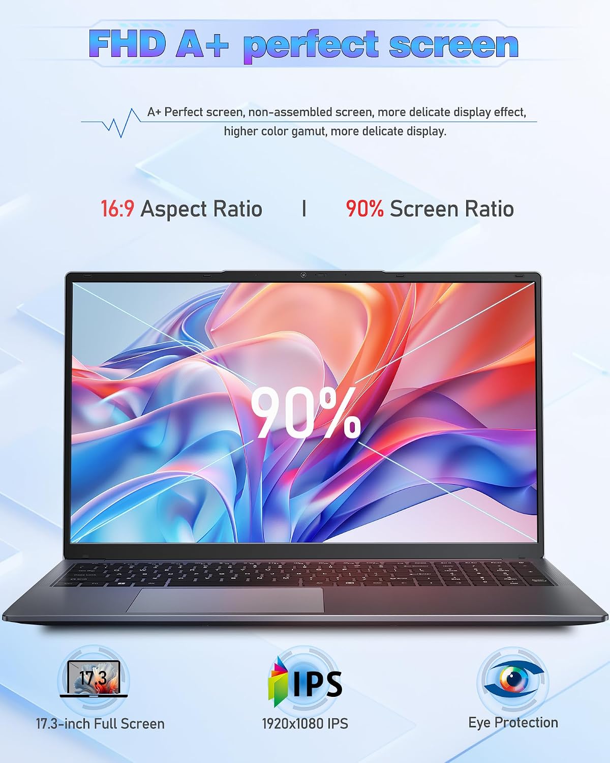 MYW 17 inch Laptop Computers, 3500U (Up to 3.7GHz),8GB DDR4 RAM 512GB SSD,1920 * 1080, Type-C(Date), WiFi5,BT,RJ45,Dual Stereo Speakers, Backlit Keyboard