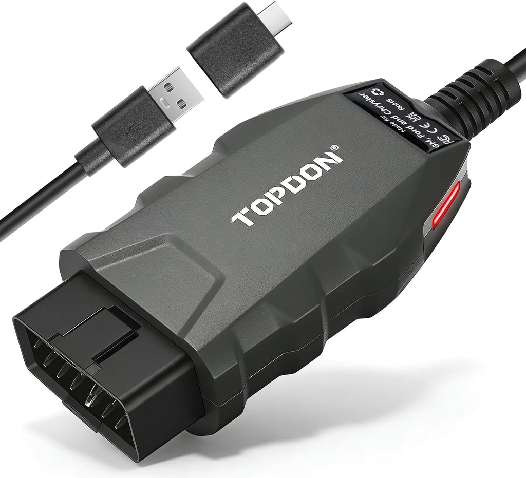 TOPDON 3-in-1 USB OBD2 Adapter for FORScan, High-Speed Enhanced J2534 VCI for GM/Ford/Chrysler, J2534 Pass-Thru OEM Functions and Diagnostic Tool, for J2534/CAN FD, RLink X3, No OE Software Provided