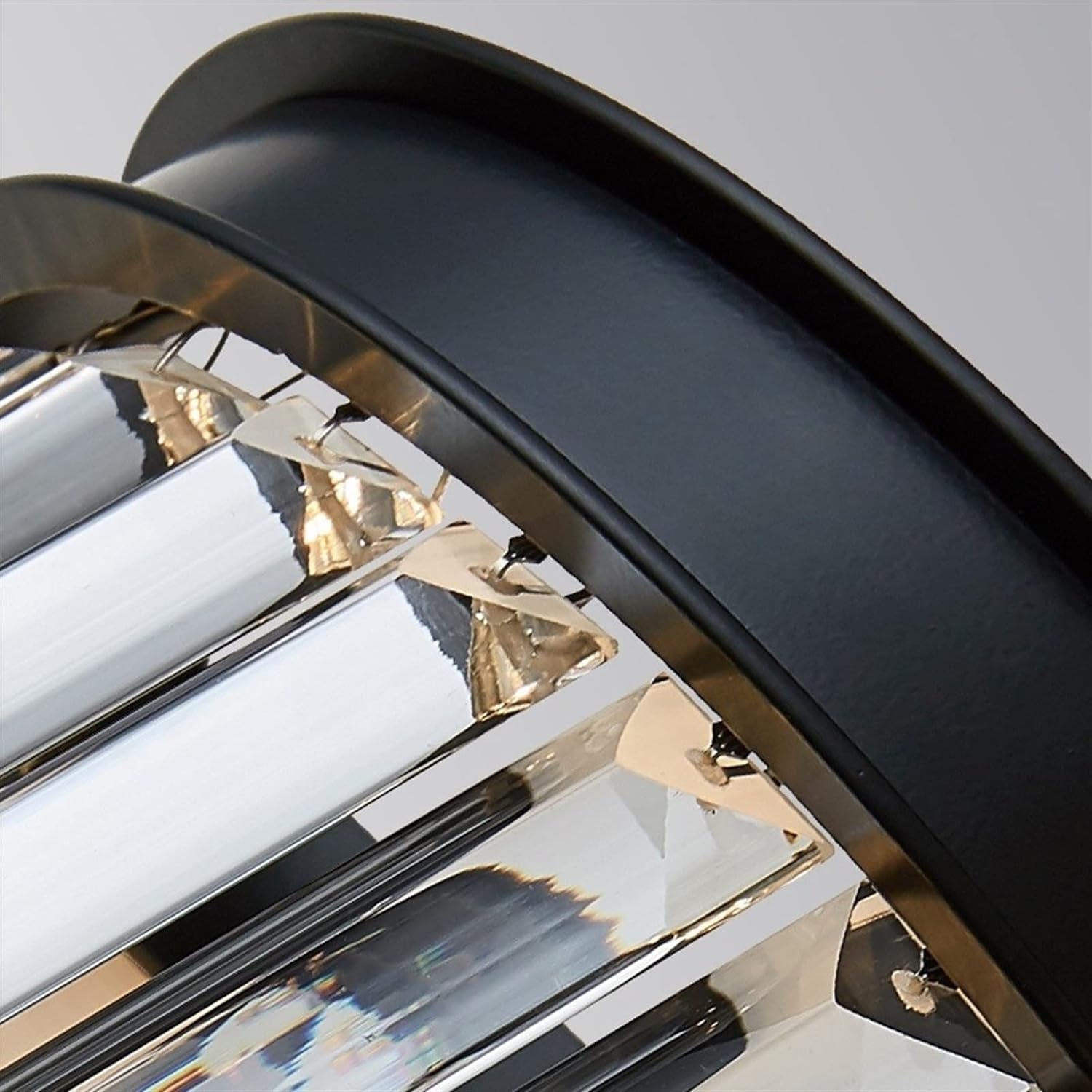 American Modern Crystal Glass Wall Lamp - Home Bedroom Bathroom Wall Light Black Wrought Iron Metal Wall Sconce,Chandelier