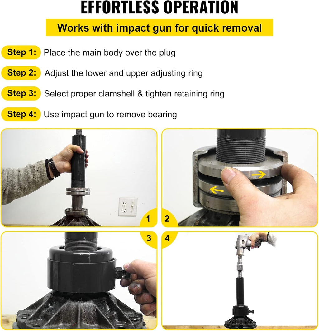 VEVOR Carrier & Pinion Bearing Puller, Compatible with Dana 30,40,50,60,70, 80, Ford 10.25' Bearings, Pinion Puller Tool with 3 Clamshells, 45# Steel Clamshell Bearing Puller for Auto Repair