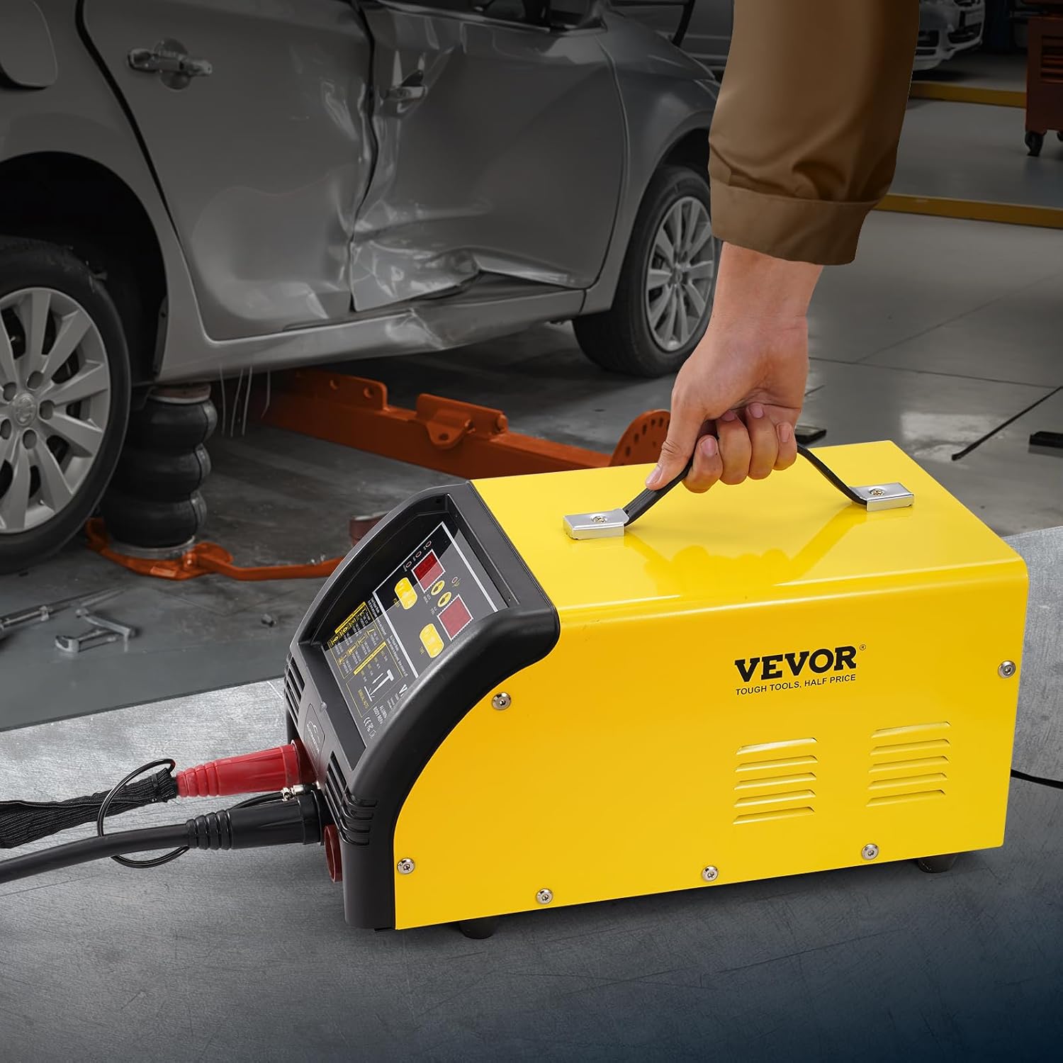 VEVOR Dual Pro Stud Welder Deluxe AL/Fe Dent Repair Kit, Professional 5KW Welder with Auto/Manual Welding and 10 Modes, 110V Spot Welding Dent Repair Machine for Steel & Aluminum Auto Panels Repair