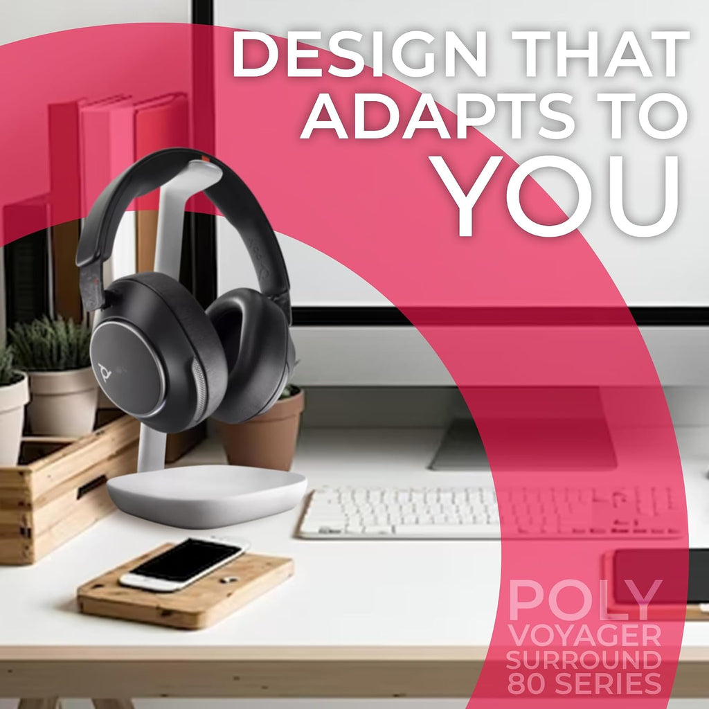 Poly Voyager Surround 80 USB-C & Bluetooth Headset With Active Noise Cancellation (ANC), Boomless Microphone, Open Office Certified, Multi-Device Support for Cellphones, PC/Mac, Includes Microfiber