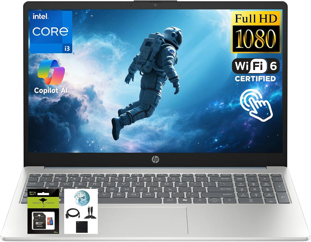 HP 15.6' FHD Touch Screen Student Laptop, 8-Core Intel Core i3-N305(Up to 3.8GHz) 32GB DDR4 RAM 1TB SSD, Laptop Computer with HD Private Webcam Fast Charge Copilot AI WiFi 6 Win11, w/GM Accessory
