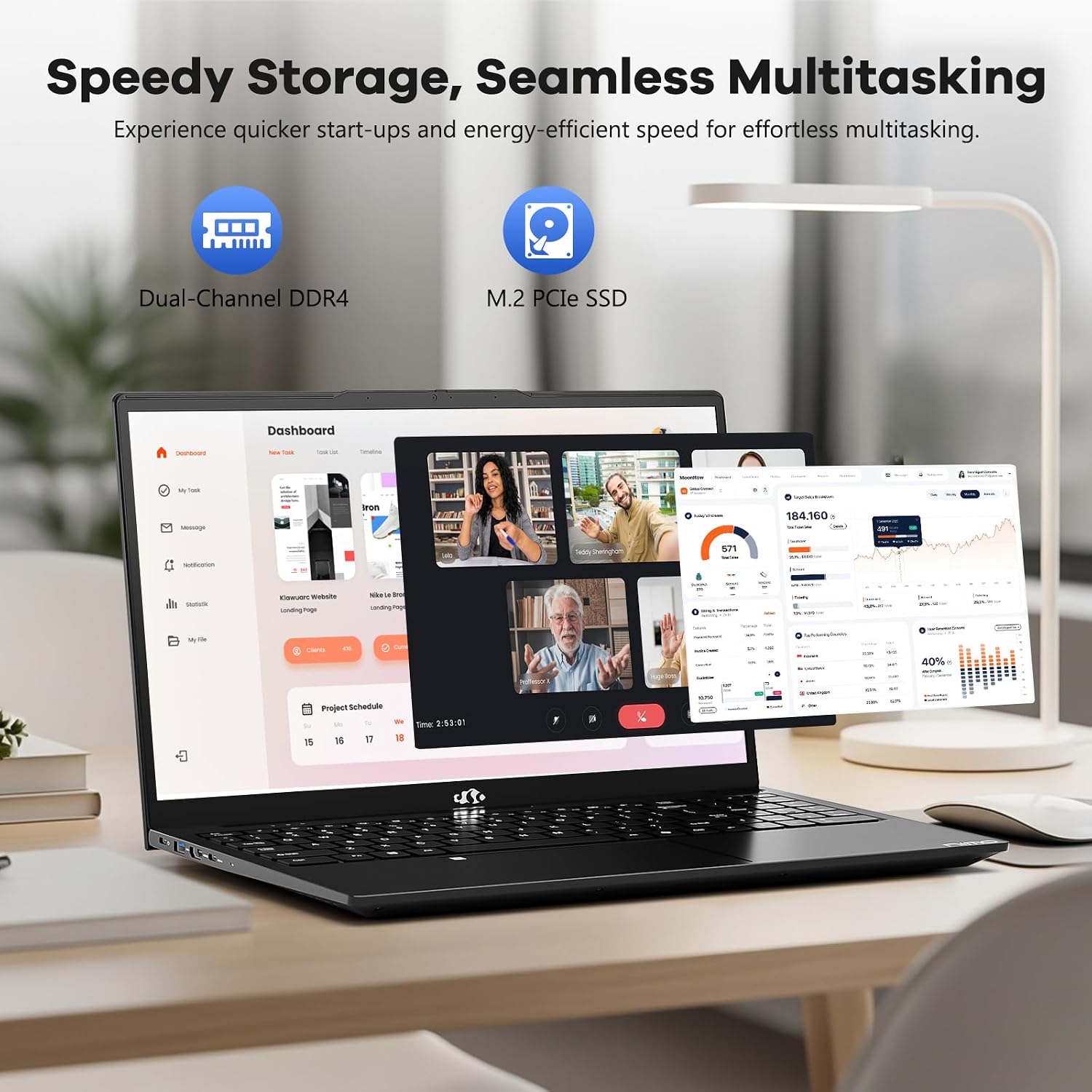 NIMO 15.6' FHD-IPS-Laptop, Intel i5-12450H 8 Cores 16GB RAM 1TB SSD (Beat i7-11800H, Up to 4.4 GHz) 100W Type-C Fingerprint Backlit Keyboard for Professionals & Students Office, Study & Travel