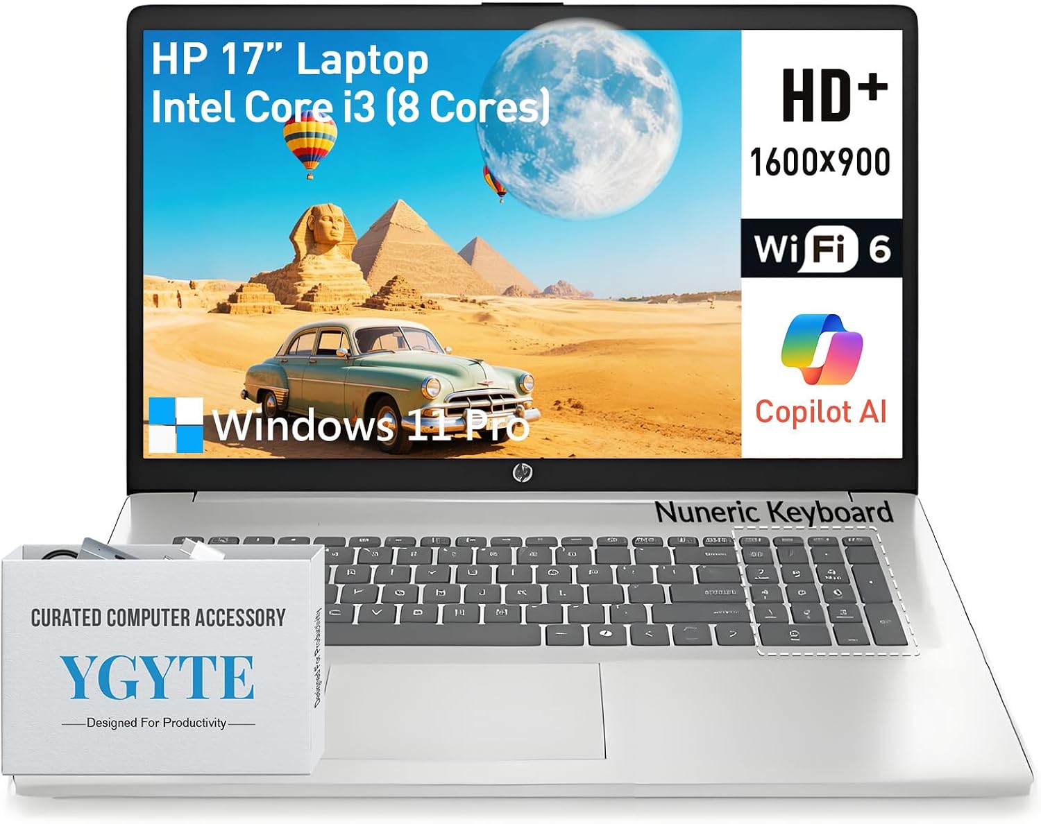 HP Laptops 17 Inch, 17.3' Laptop Computer, HD+ Large Screen, Intel Core i3 (8-Cores), 32GB RAM 2TB SSD, Windows 11 Pro, Number Pad, Wi-Fi 6, USB-C