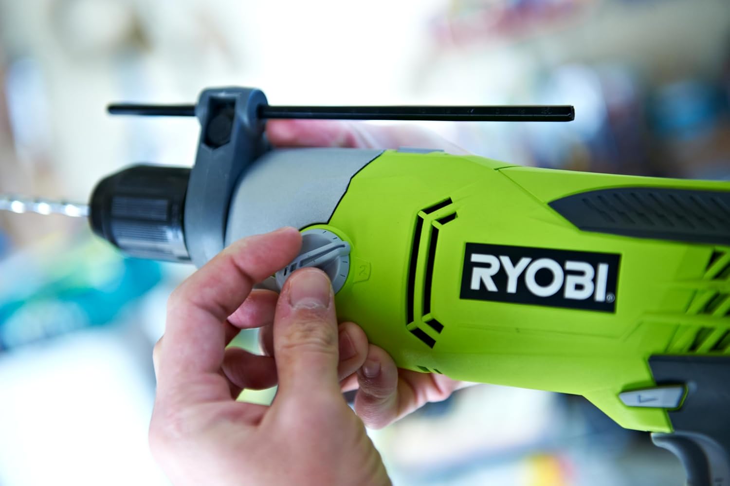 RYOBI - 220 V 1200 W - 2 Speeds - Rotary Inverter - Chuck 13 mm Self-Tightening - Depth Stop - LED - Auxiliary Handle with Storage Drill Bits - RPD1200-K
