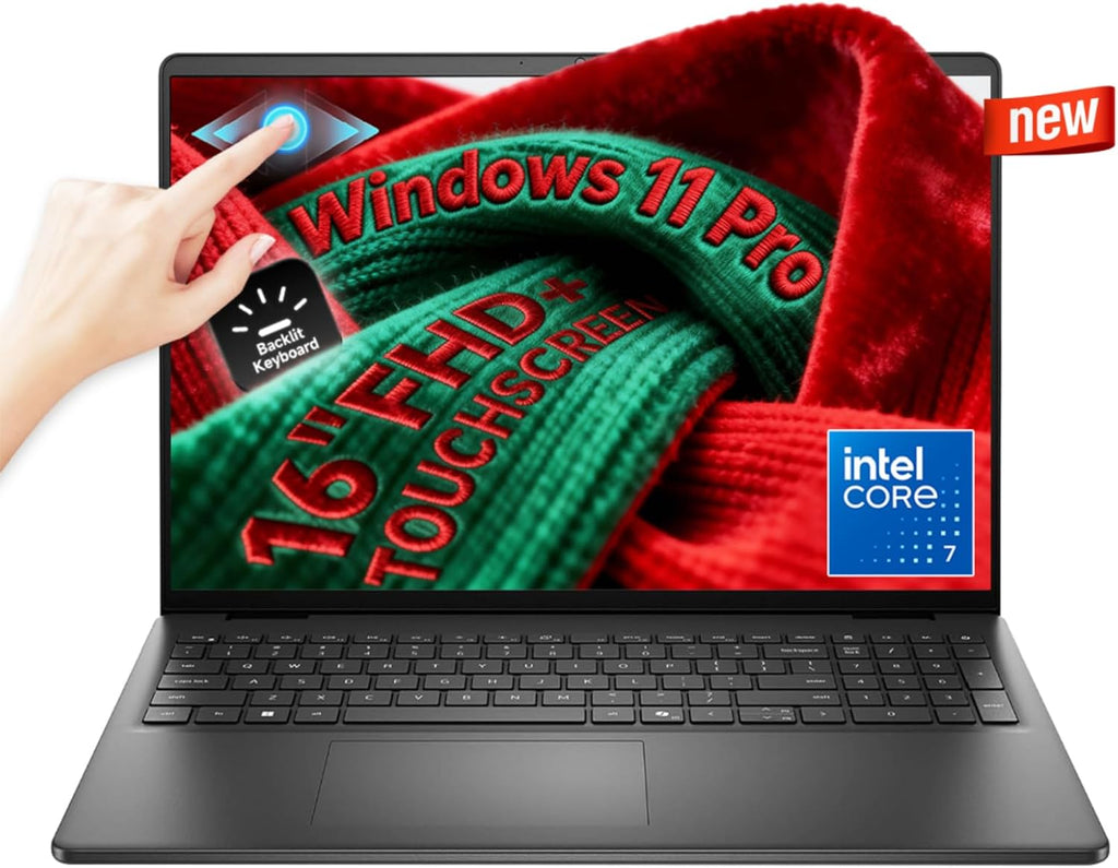 Dell 16 Touchscreen Laptop Computer - Intel 10-Core 7 150U (up to 5.4 GHz), 32 GB DDR5 RAM, 1 TB SSD, 16' FHD+ Touch Display, Backlit KB, Wi-Fi 6, Copilot AI, Windows 11 Pro, Black