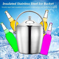 BTZHY Ice Bucket,Wine Glass Insulated Portable Stainless Steel Freezer with Lid for Parties Barbecues and Buffets